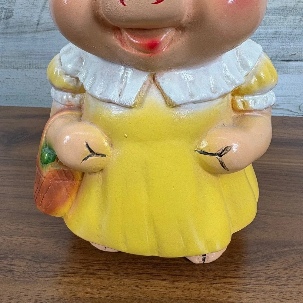 Vintage Chalkware Piggy Bank Hand Painted‎ Large 11